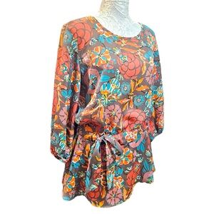 Matilda Jane Annalise Floral Top Blouse w Tie Waist Women’s Size Large